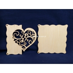 SKLEJKA #3mm Baza 20x20cm Zaproszenie Ślub, Rocznica / baza serce ażurowe / 1865 / BAZA I / tabliczka 20x20cm
